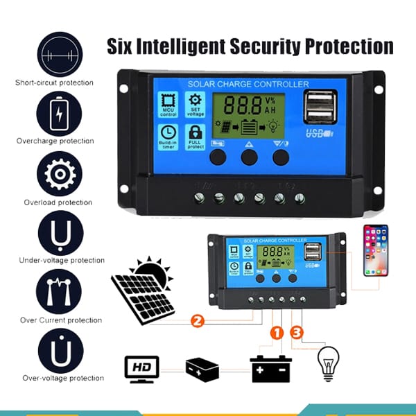 3 Stage Intelligent Solar Charge Controller 30A PWM