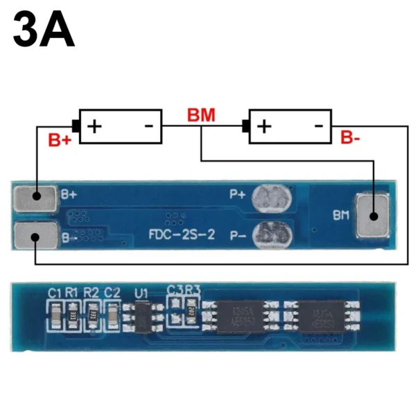 2S 3A 18650 BMS battery protection circuit module board