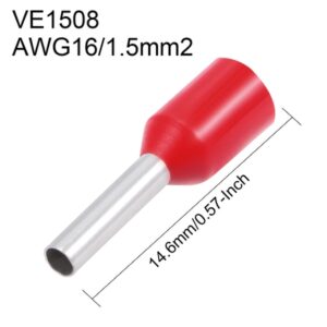 1.5mm2 16AWG Insulated Cord End Wire Ferrules Terminal Red