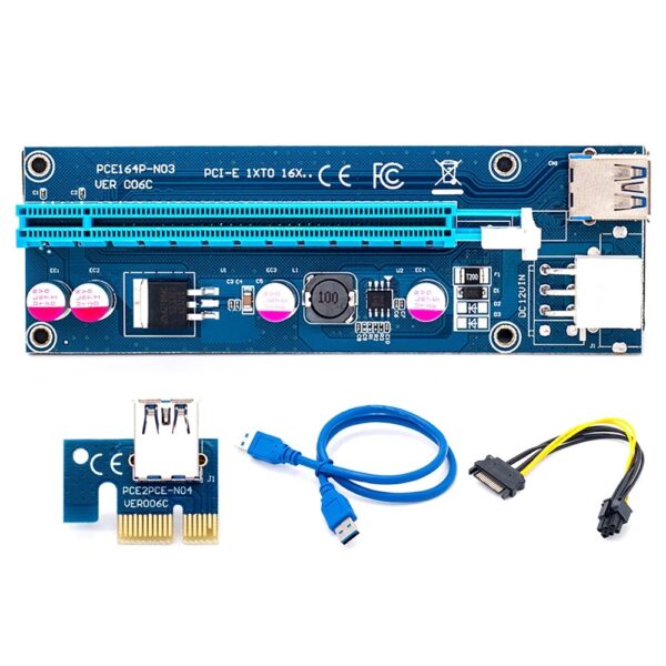PCIe 1x to 16x PCI Express Extender Powered Riser Card