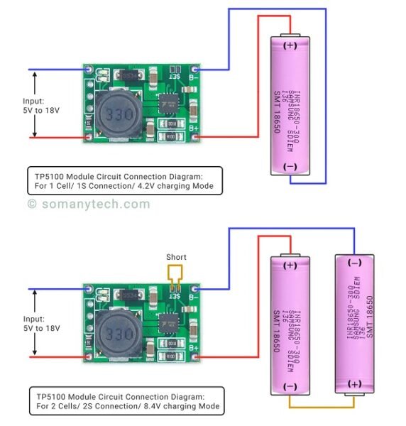 TP5100 Battery Charging Module Circuit Diagram